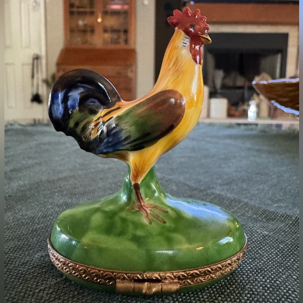 Limoges Hand-Painted Rooster Trinket Box - Picture 2 of 10